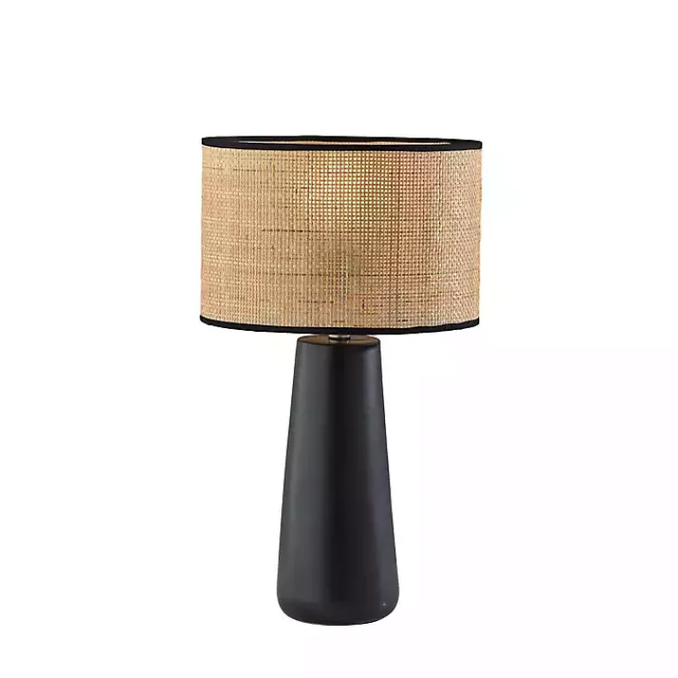 Kirklands Home Table Lamps|Rattan Shade Base Table Lamp Black