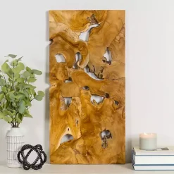 Kirklands Home Wall Plaques|Raw Teak Root Panel Wall Plaque Brown