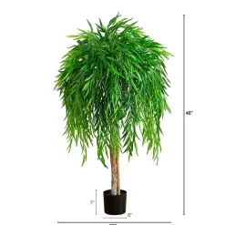 Discount Real Touch Willow Tree in Black Planter, 4 ft. Trees & Topiaries