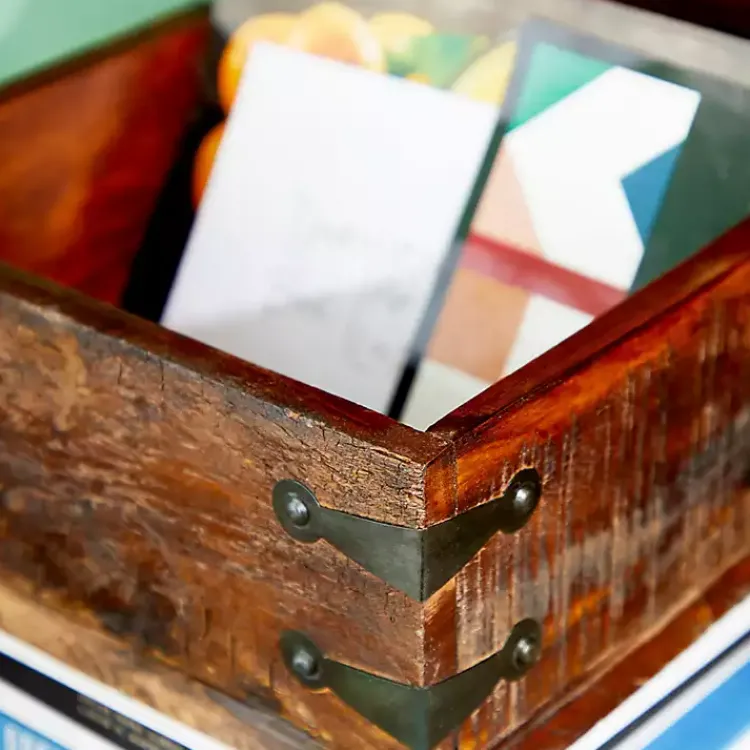 Clearance Reclaimed Wood Antique Box Set, Set of 3 Baskets & Boxes
