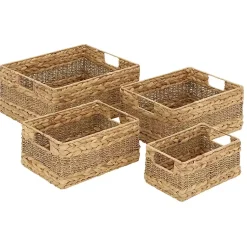New Rectangular Baskets with Metal Handles, Set of 4 Baskets & Boxes