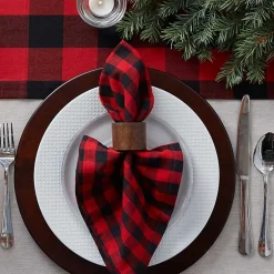Clearance Red & Black Buffalo Check Table Runner Christmas Dining & Entertaining