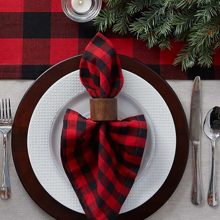 Clearance Red & Black Buffalo Check Table Runner Christmas Dining & Entertaining