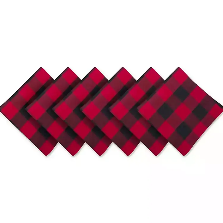 Discount Red & Black Buffalo Check Napkins, Set of 6 Christmas Dining & Entertaining