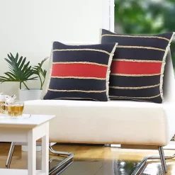 Online Red & Navy Nautical Rope Throw Pillow, 24x24 Pillows