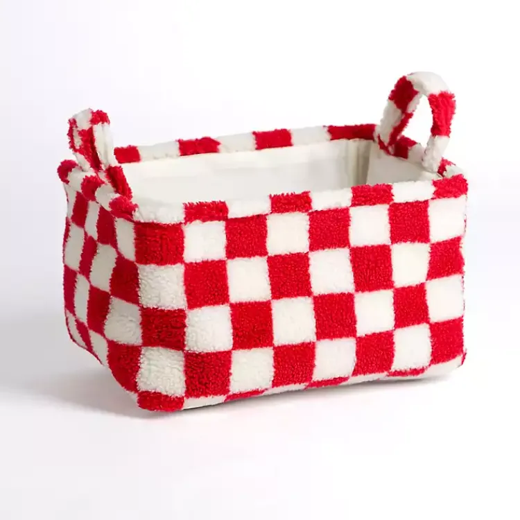 Discount & White Checke Sherpa Storage Bin Baskets & Boxes