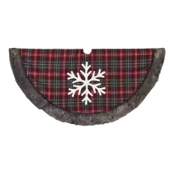 Discount Red and Black Buffalo Plaid Christmas Tree Skirt Christmas Tree Skirts & Collars