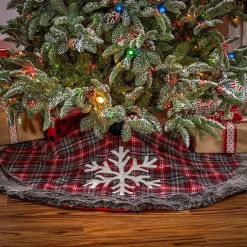 Discount Red and Black Buffalo Plaid Christmas Tree Skirt Christmas Tree Skirts & Collars