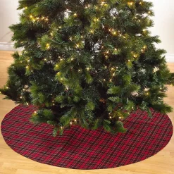 Discount Red and Black Classic Plaid Tree Skirt Christmas Tree Skirts & Collars