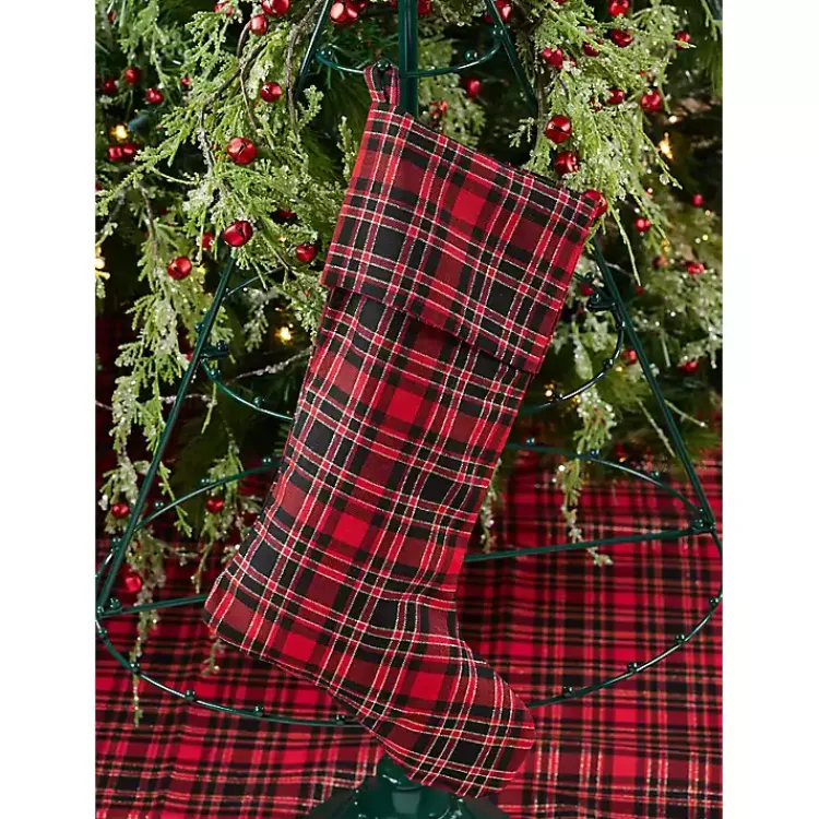 Discount Red and Black Classic Plaid Tree Skirt Christmas Tree Skirts & Collars