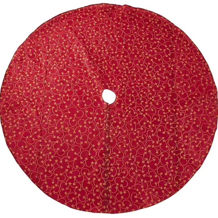 Best Red and Gold Emboidered Tree Skirt Christmas Tree Skirts & Collars