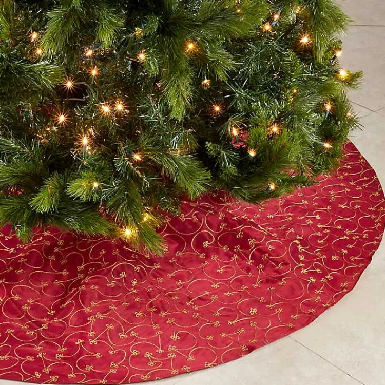 Best Red and Gold Emboidered Tree Skirt Christmas Tree Skirts & Collars