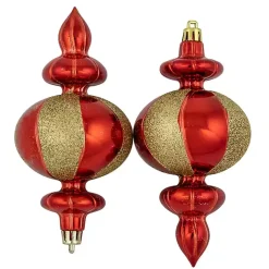 New Red and Gold Finial Ornaments, Set of 8 Christmas Ornaments