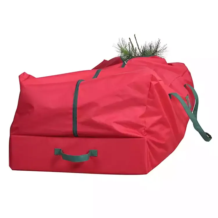 Online Red and Green Christmas Tree Rolling Storage Bag Seasonal Storage