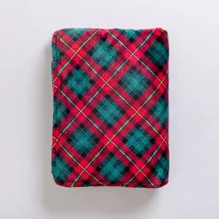 Sale Red and Green Diagonal Plaid Throw Blankets & Throws
