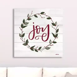 Outlet Red and Green Joy Wreath Canvas Art Print Christmas Art & Wall Decor