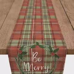 Discount Red and Green Plaid Be Merry Table Runner Christmas Dining & Entertaining