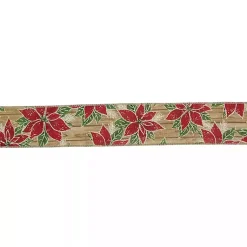 Clearance Red and Green Poinsettia 16 yard Christmas Ribbon Christmas Tree Decorations