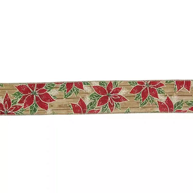 Clearance Red and Green Poinsettia 16 yard Christmas Ribbon Christmas Tree Decorations