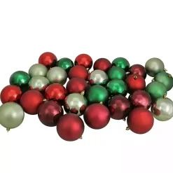 New Red and Green Shatterproof Ornaments, Set of 32 Christmas Ornaments