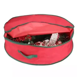 Sale Red and Green Wreath Storage Bag Seasonal Storage