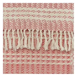 Discount Red and Ivory Striped Cotton Throw Blankets & Throws