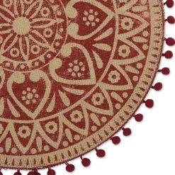 Kirklands Home Table Linens|Red and Natural Print Round Placemats, Set of 6
