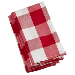 Kirklands Home Table Linens|Red and White Buffalo Check Napkins, Set of 4