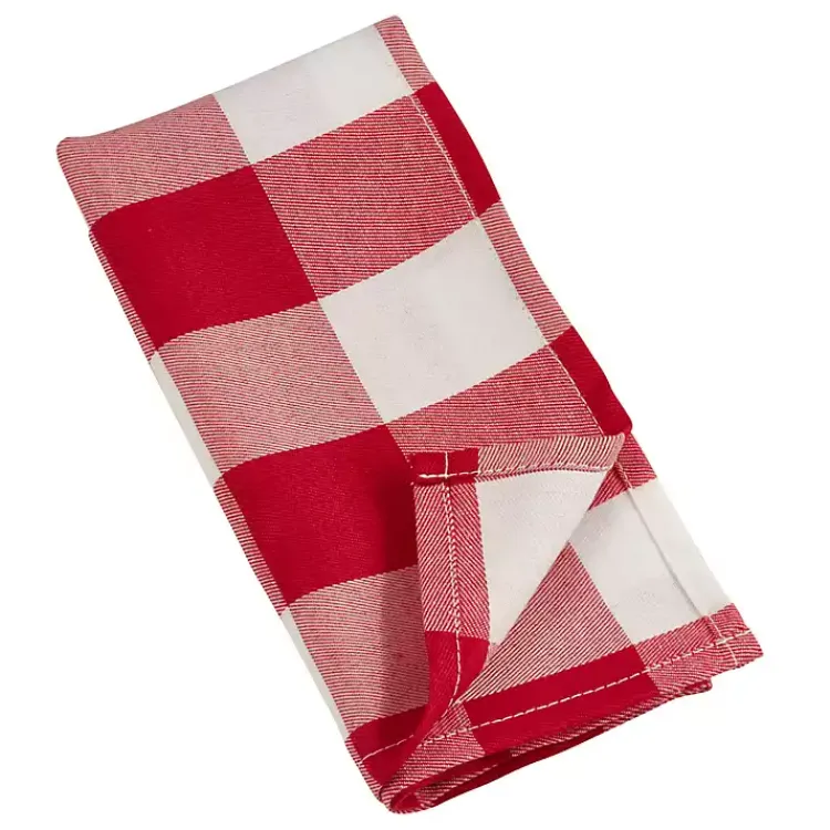 Kirklands Home Table Linens|Red and White Buffalo Check Napkins, Set of 4
