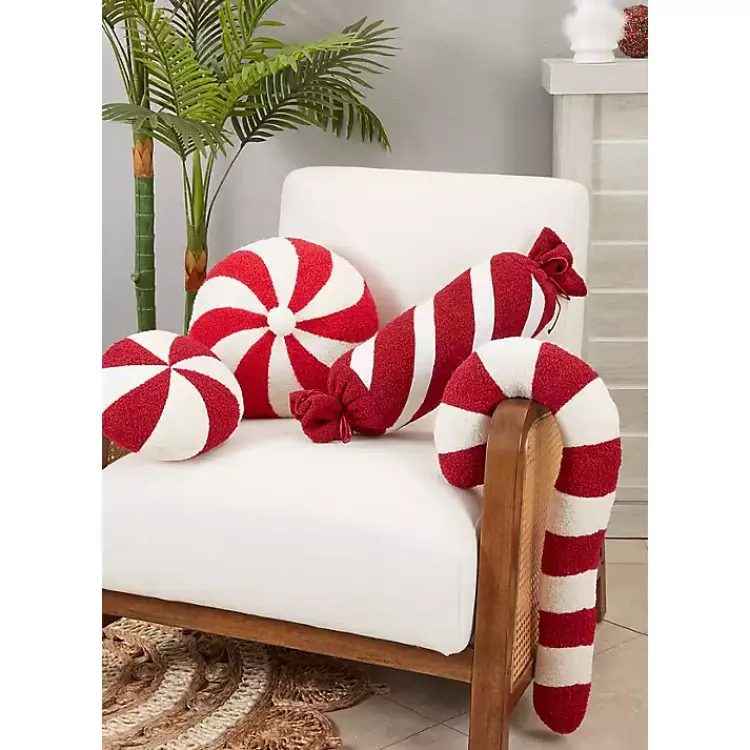 Red and White Candy Roll Pillow Christmas Pillows