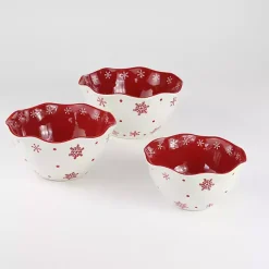 Kirklands Home Serving & Entertaining|Red and White Nesting Christmas Bowls, Set of 3