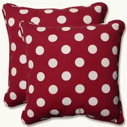 Kirklands Home Outdoor Cushions & Pillows|Red and White Polka Dot Outdoor Pillows, Set of 2