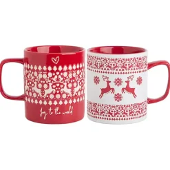 New Red and White Reindeer Sweater Mugs, Set of 2 Christmas Dining & Entertaining