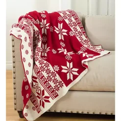 Outlet Red and White Snowflake Christmas Throw Blanket Christmas Decorations