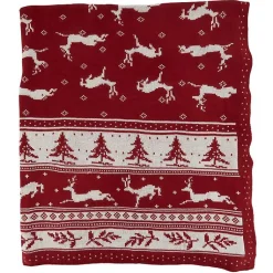 Discount Red and White Stripe Reindeer Christmas Knit Throw Christmas Decorations