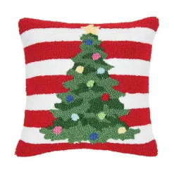 Red and White Striped Christmas Tree Pillow Christmas Pillows