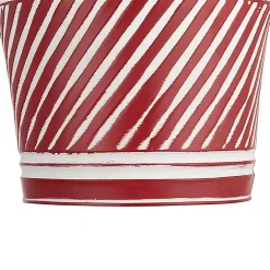 Online Red and White Striped Christmas Tin Container Christmas Decorations
