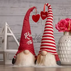 Red and White Striped LED Valentine Gnome Valentines Day Decorations