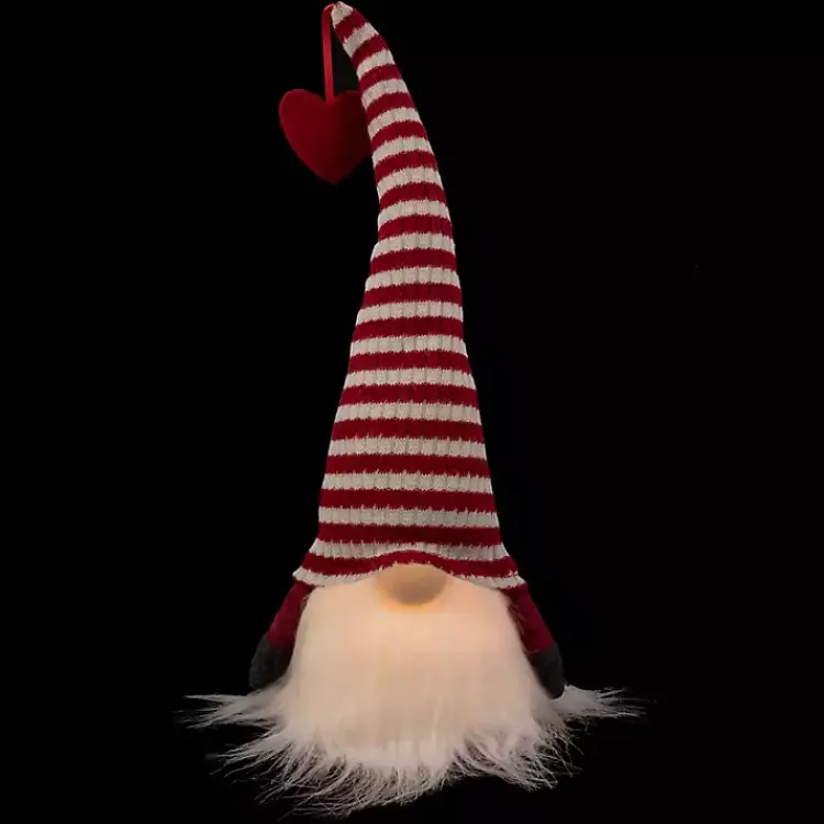 Red and White Striped LED Valentine Gnome Valentines Day Decorations