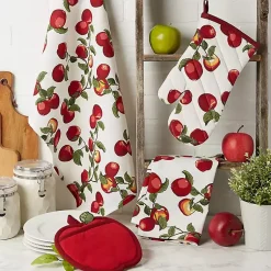 Kirklands Home Kitchen Accessories|Red Apples 4-pc. Kitchen Towel and Pot Holder Set