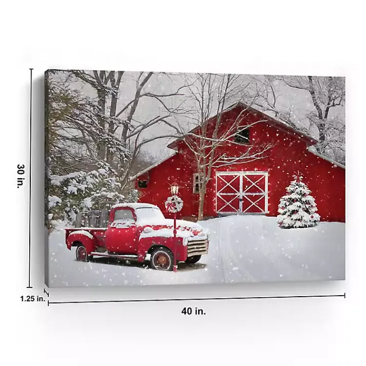 Red Barn in Winter Canvas Art Print, 30x40 Christmas Art & Wall Decor