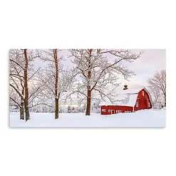 Online Red Barn Winter Wonderland Canvas Print, 40x20 in. Christmas Art & Wall Decor