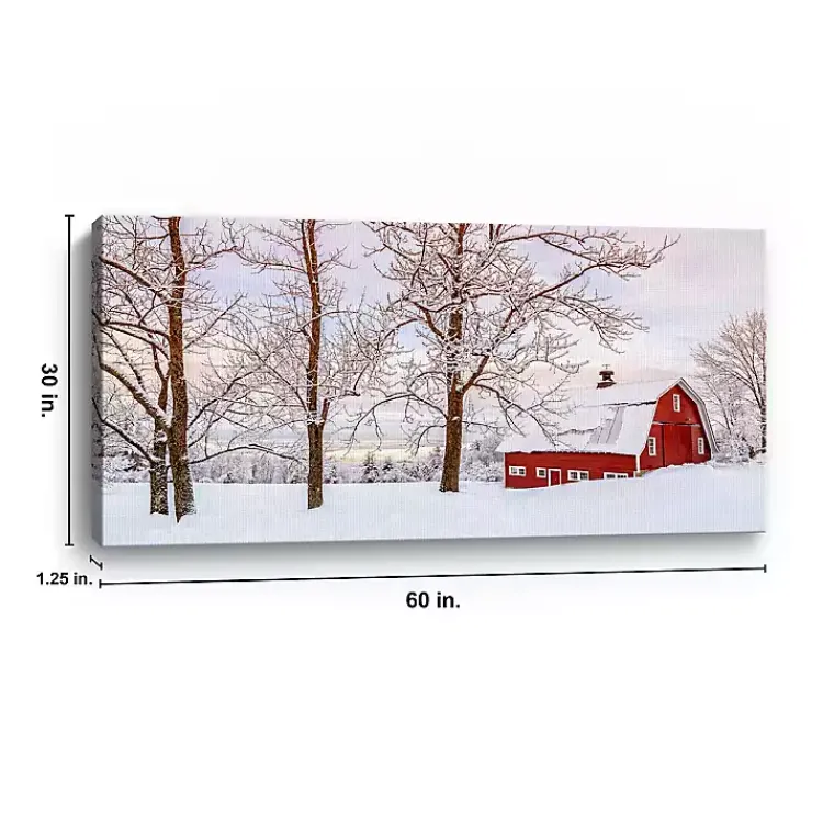 Best Red Barn Winter Wonderland Canvas Print, 60x30 in. Christmas Art & Wall Decor