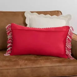 Online Red Basket Weave Lumbar Pillow Pillows