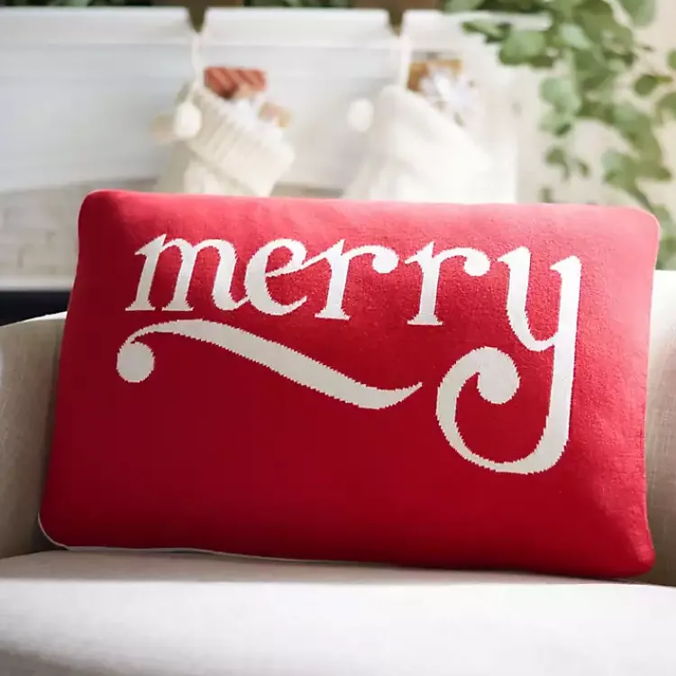 Clearance Red Be Merry Pillow Christmas Pillows