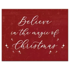 Outlet Red Believe Magic of Christmas Canvas Wall Plaque Christmas Art & Wall Decor