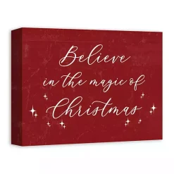 Outlet Red Believe Magic of Christmas Canvas Wall Plaque Christmas Art & Wall Decor