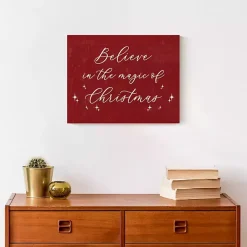 Outlet Red Believe Magic of Christmas Canvas Wall Plaque Christmas Art & Wall Decor