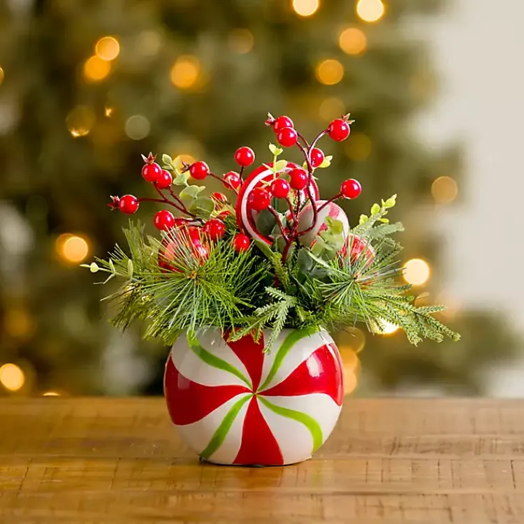 Sale Red Berry Arrangement in Peppermint Vase Arrangements & Greenery