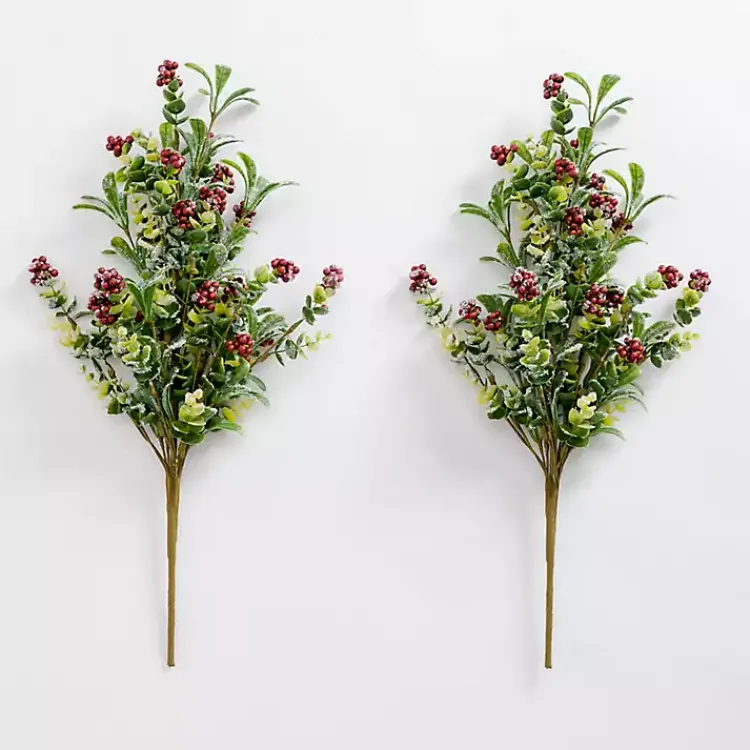 Outlet Red Berry Boxwood Bushes, Set of 2 Christmas Arrangements & Garland